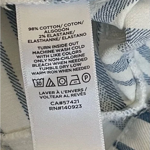 LOFT Blue and White Striped Denim Mini Skirt - Picture 7 of 7